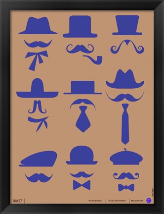 Framed Hats and Mustaches 2 Print