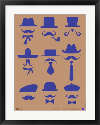 Framed Hats and Mustaches 2 Print