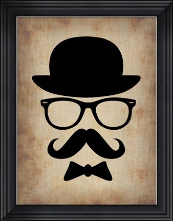 Framed Hat Glasses and Mustache 1 Print