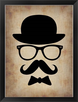 Framed Hat Glasses and Mustache 1 Print