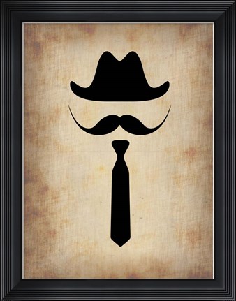 Framed Hat Glasses and Mustache 2 Print