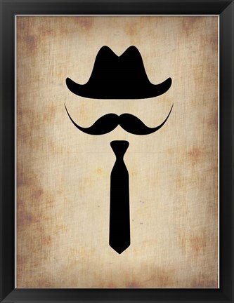 Framed Hat Glasses and Mustache 2 Print