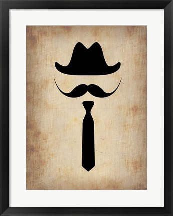 Framed Hat Glasses and Mustache 2 Print