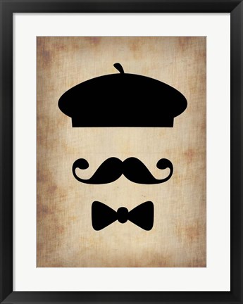 Framed Hat Glasses and Mustache 3 Print