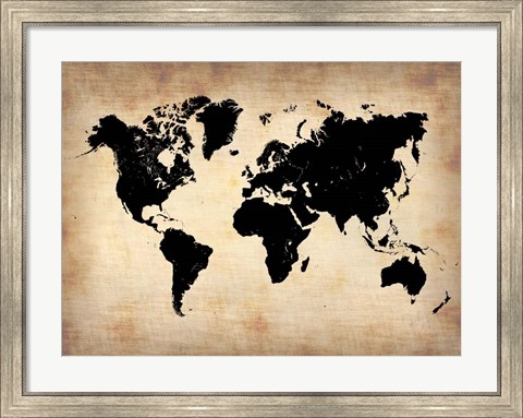 Framed Vintage World Map Print