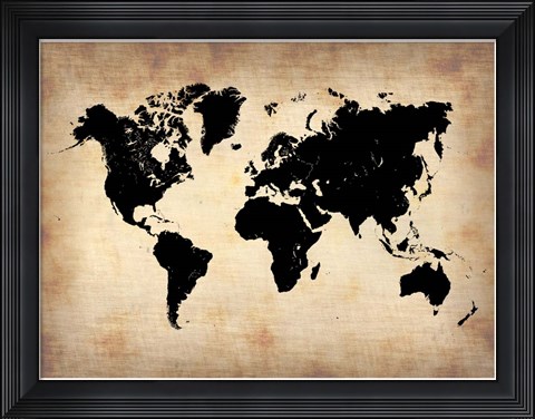 Framed Vintage World Map Print