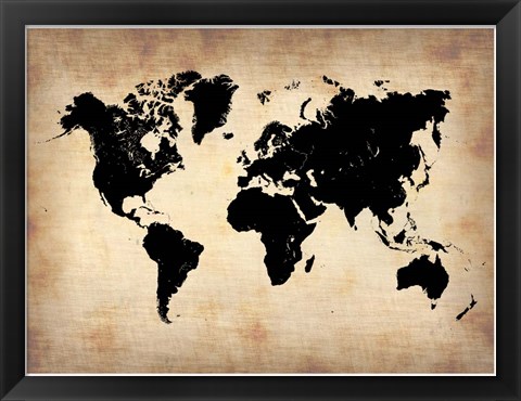 Framed Vintage World Map Print