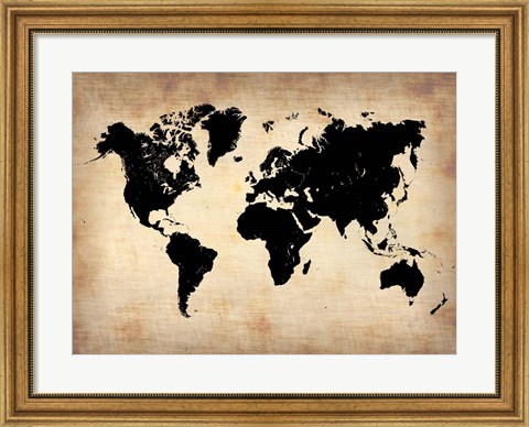 Framed Vintage World Map Print