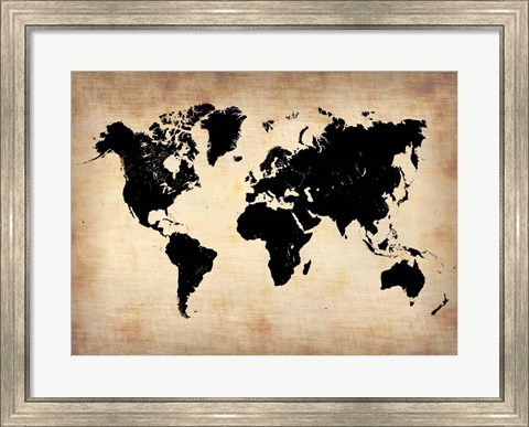 Framed Vintage World Map Print