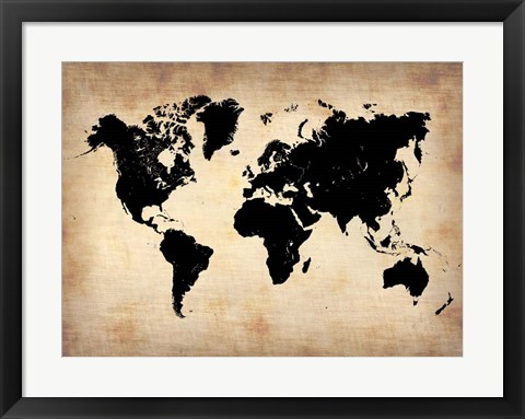 Framed Vintage World Map Print