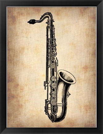 Framed Vintage Saxophone Print