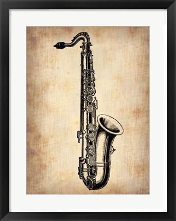 Framed Vintage Saxophone Print