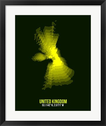 Framed United Kingdom Radiant Map 3 Print