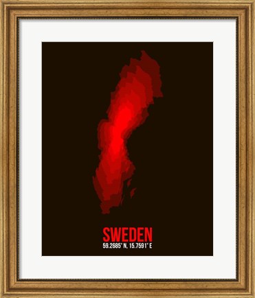 Framed Sweden Radiant Map 1 Print