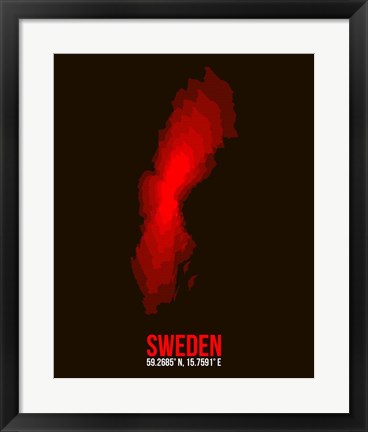 Framed Sweden Radiant Map 1 Print