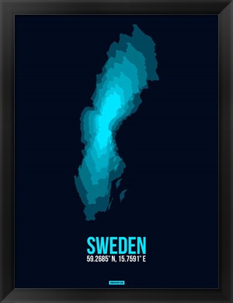 Framed Sweden Radiant Map 2 Print