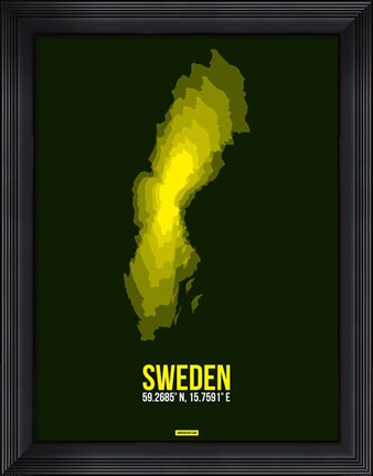 Framed Sweden Radiant Map 3 Print