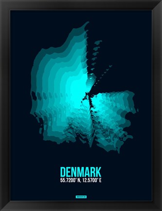 Framed Denmark Radiant Map 2 Print