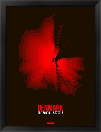 Framed Denmark Radiant Map 3 Print
