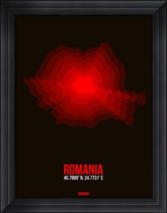 Framed Romania Radiant Map 1 Print