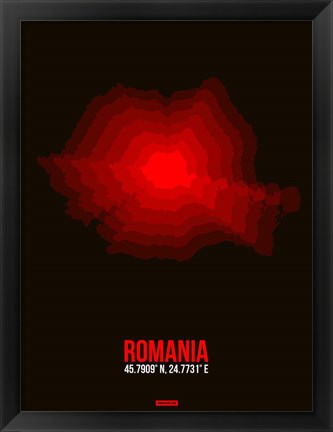 Framed Romania Radiant Map 1 Print