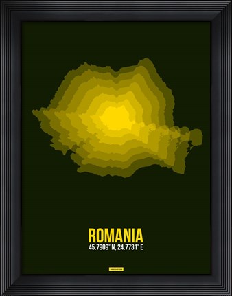Framed Romania Radiant Map 2 Print