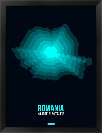 Framed Romania Radiant Map 3 Print