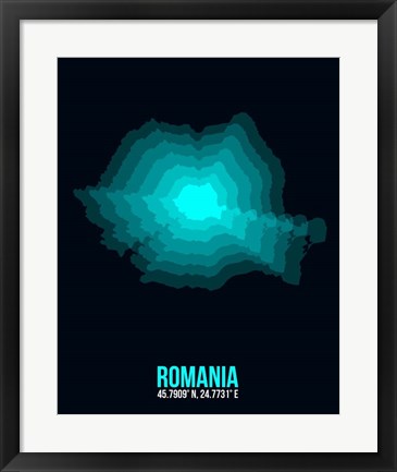 Framed Romania Radiant Map 3 Print