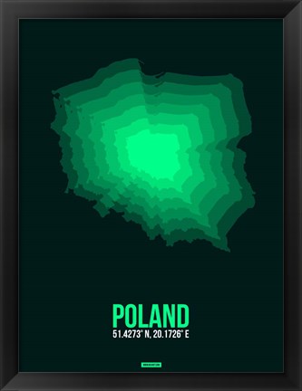 Framed Poland Radiant Map 1 Print