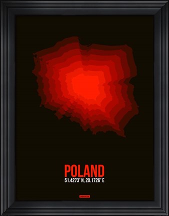 Framed Poland Radiant Map 3 Print