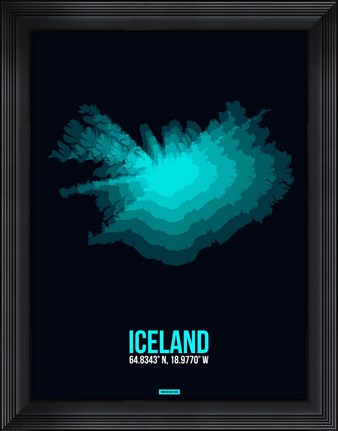 Framed Iceland Radiant Map 2 Print