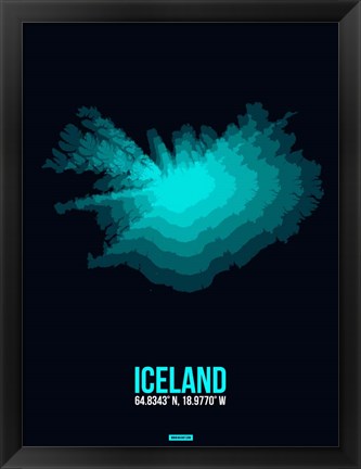 Framed Iceland Radiant Map 2 Print