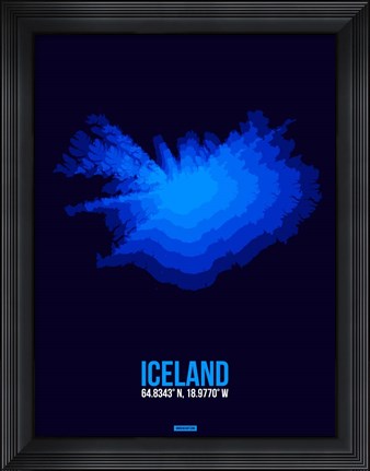 Framed Iceland Radiant Map 3 Print