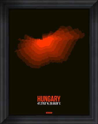 Framed Hungary Radiant Map 1 Print