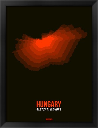 Framed Hungary Radiant Map 1 Print