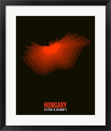 Framed Hungary Radiant Map 1 Print