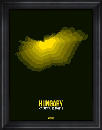 Framed Hungary Radiant Map 2 Print