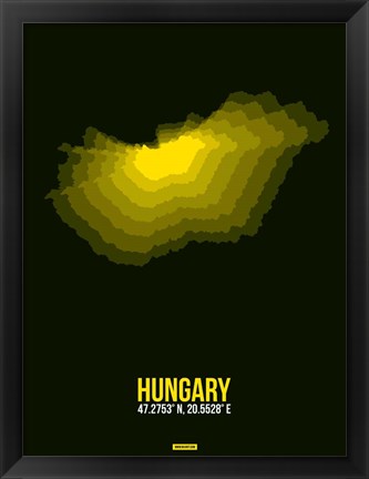 Framed Hungary Radiant Map 2 Print