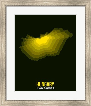 Framed Hungary Radiant Map 2 Print