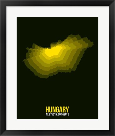 Framed Hungary Radiant Map 2 Print