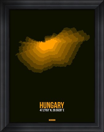 Framed Hungary Radiant Map 3 Print