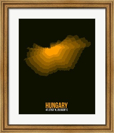 Framed Hungary Radiant Map 3 Print
