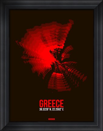 Framed Greece Radiant Map 1 Print