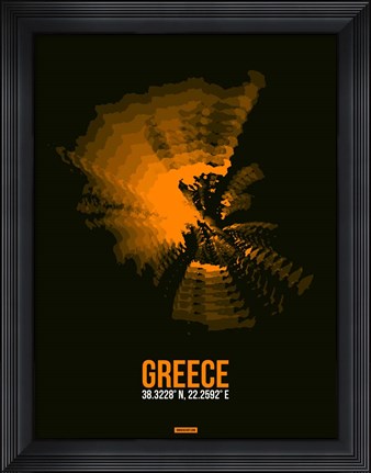 Framed Greece Radiant Map 2 Print