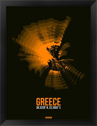 Framed Greece Radiant Map 2 Print