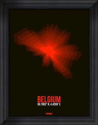 Framed Belgium Radiant Map 1 Print