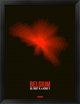 Framed Belgium Radiant Map 1 Print