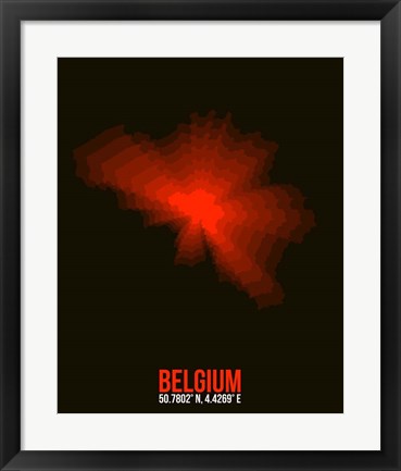 Framed Belgium Radiant Map 1 Print