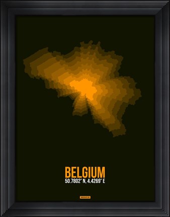 Framed Belgium Radiant Map 2 Print