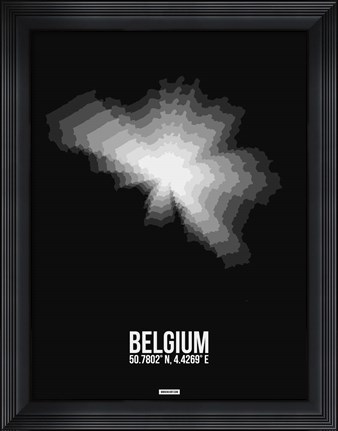 Framed Belgium Radiant Map 3 Print
